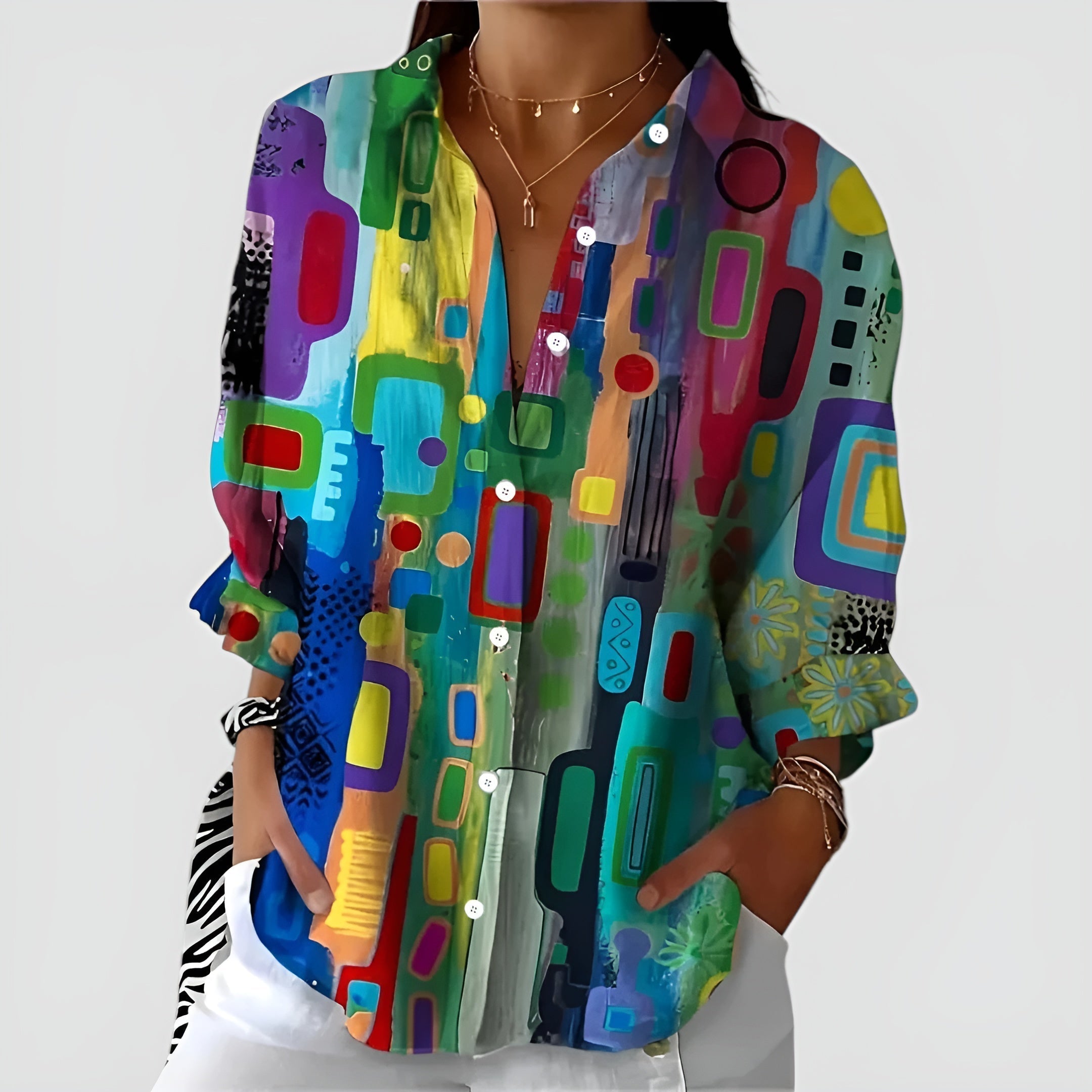 C&G™| Ava Blouse With Geometric Pattern
