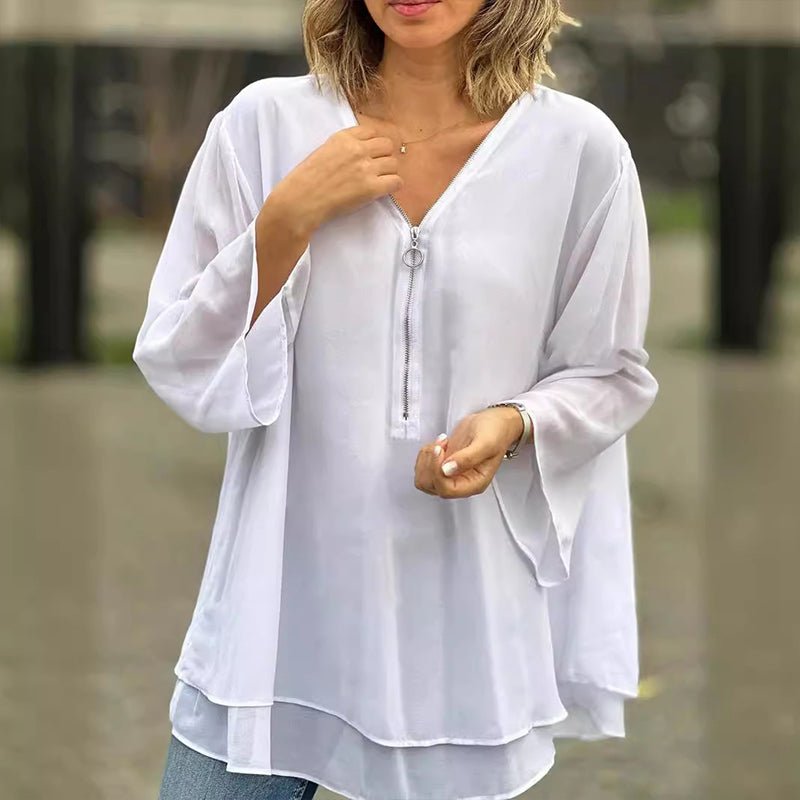 C&G™ | Chiffon Zipper Blouse