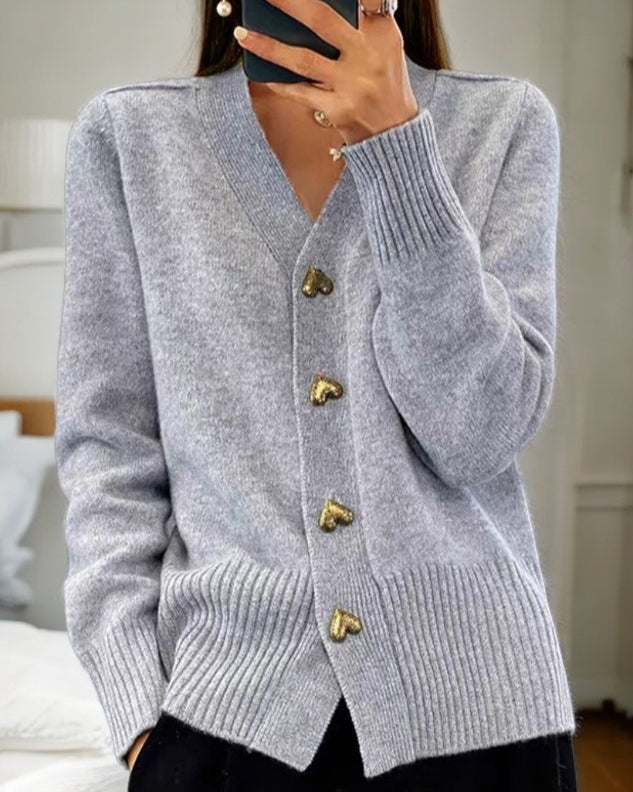 C&G™ | Elegant Heart Button Cardigan